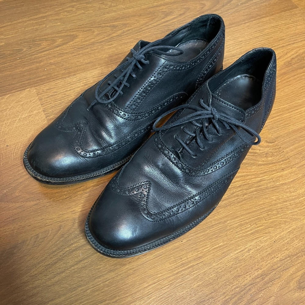 Cole Haan Mens Williams Wingtip Oxford Dress Shoes Size‎ 8 Black Leather Brogue